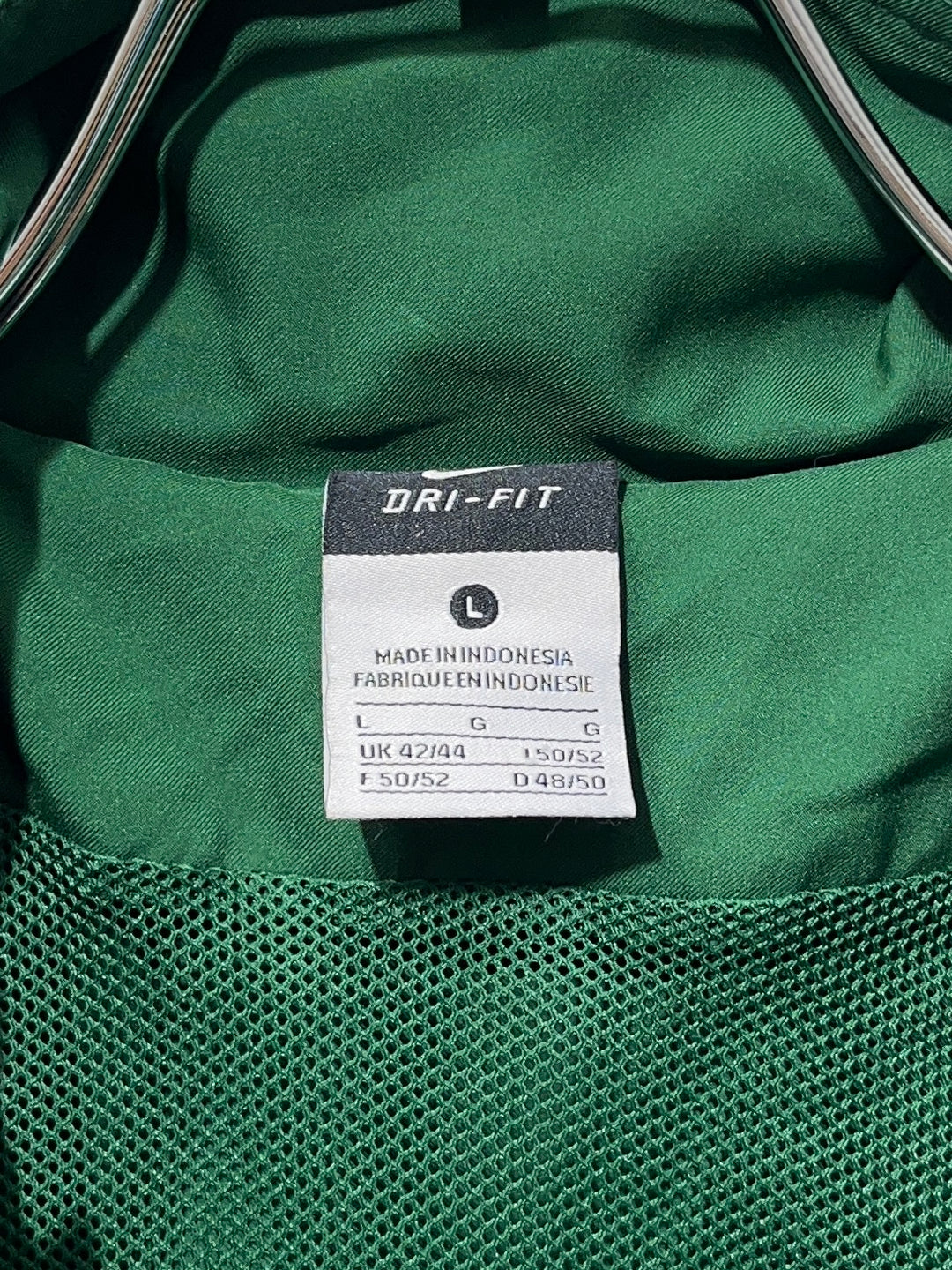 2000s "NIKE" green × white stitch training jacket