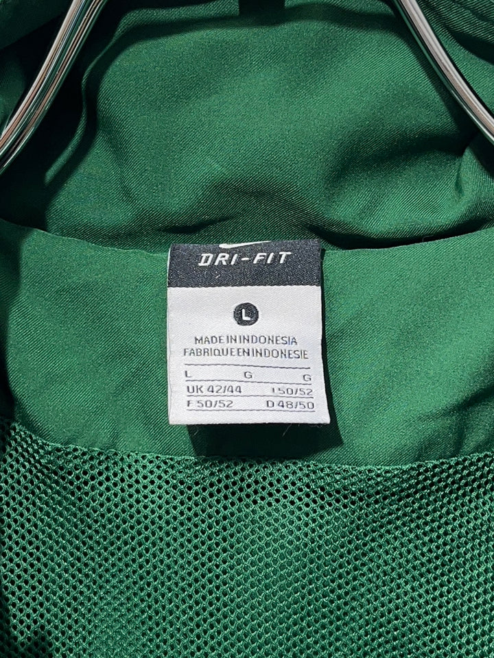 2000s "NIKE" green × white stitch training jacket