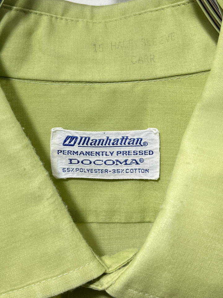 1960-70s  USA made "Manhattan" lime green s/s shirt