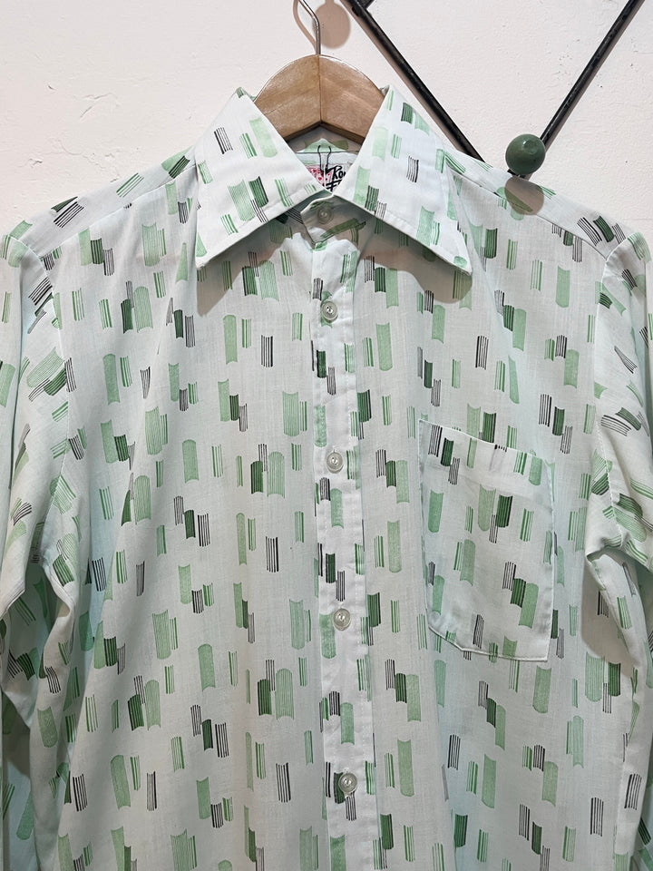 1970s light green total pattern shirt