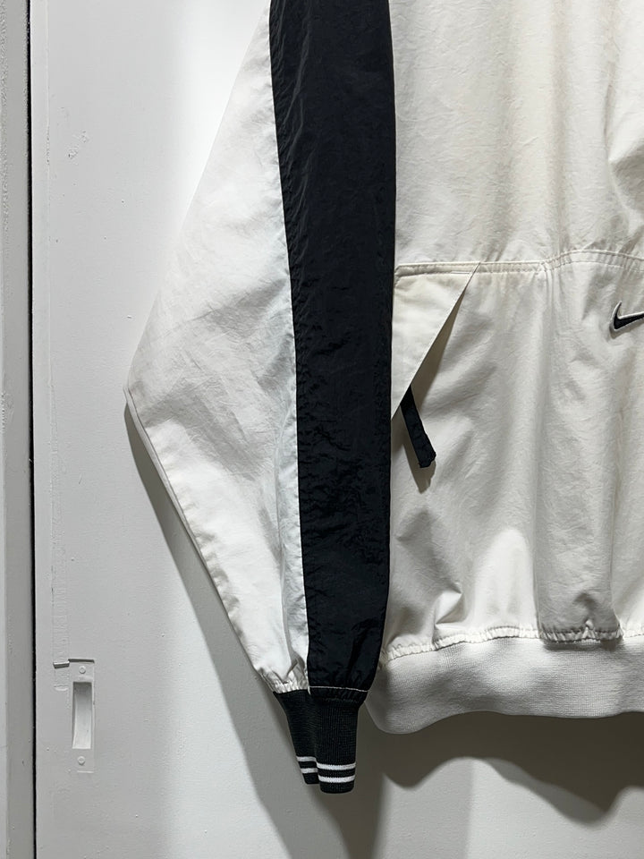 1990s "NIKE" white × black V-neck nylon pullover