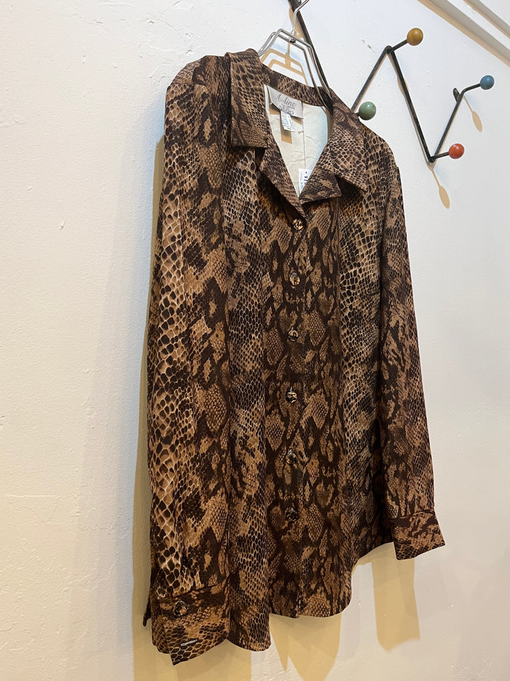 1990s python pattern open collar shirt