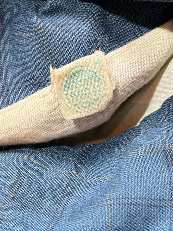 1960s "Sears" steel blue windowpane balmacaan coat