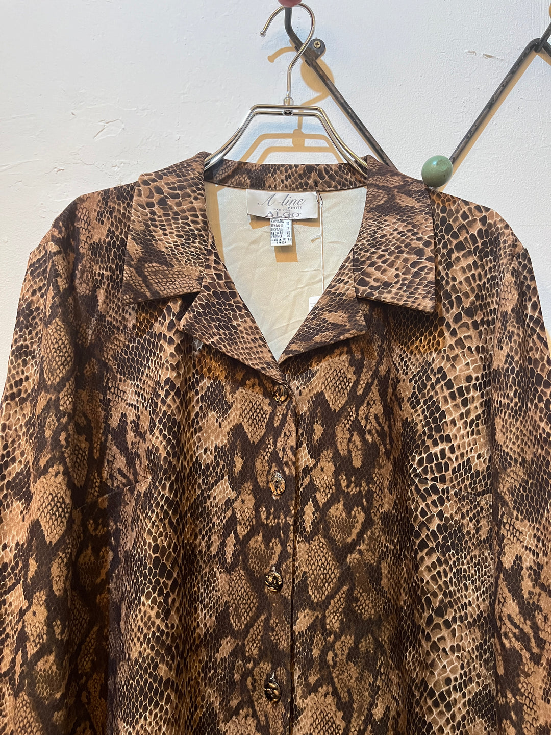 1990s python pattern open collar shirt