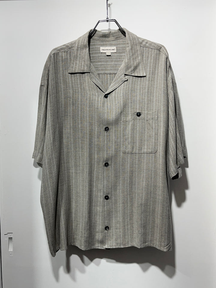 1990-00s gray stripe s/s shirt