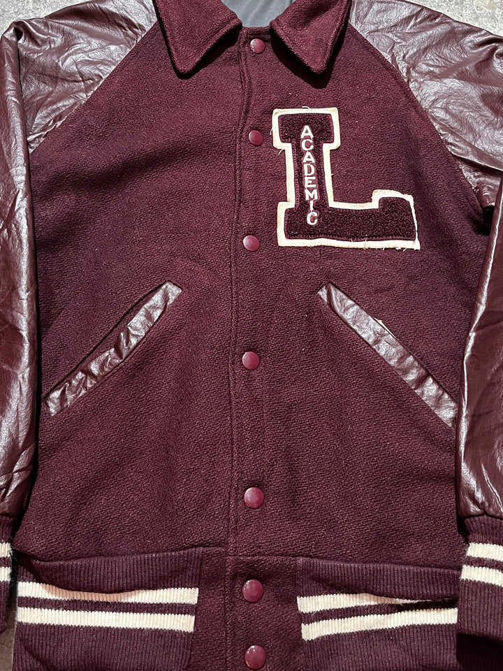 1950-60s vintage burgundy stadium jacket