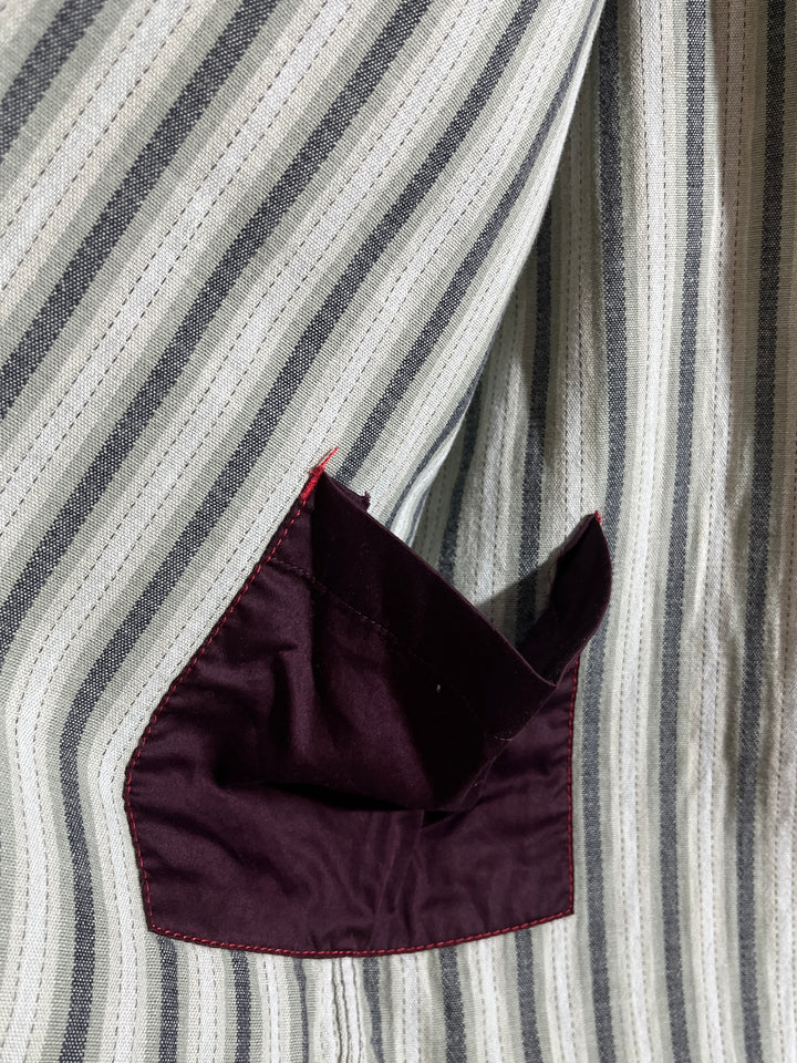 2000s "Timberland" stitched stripe design work shirt