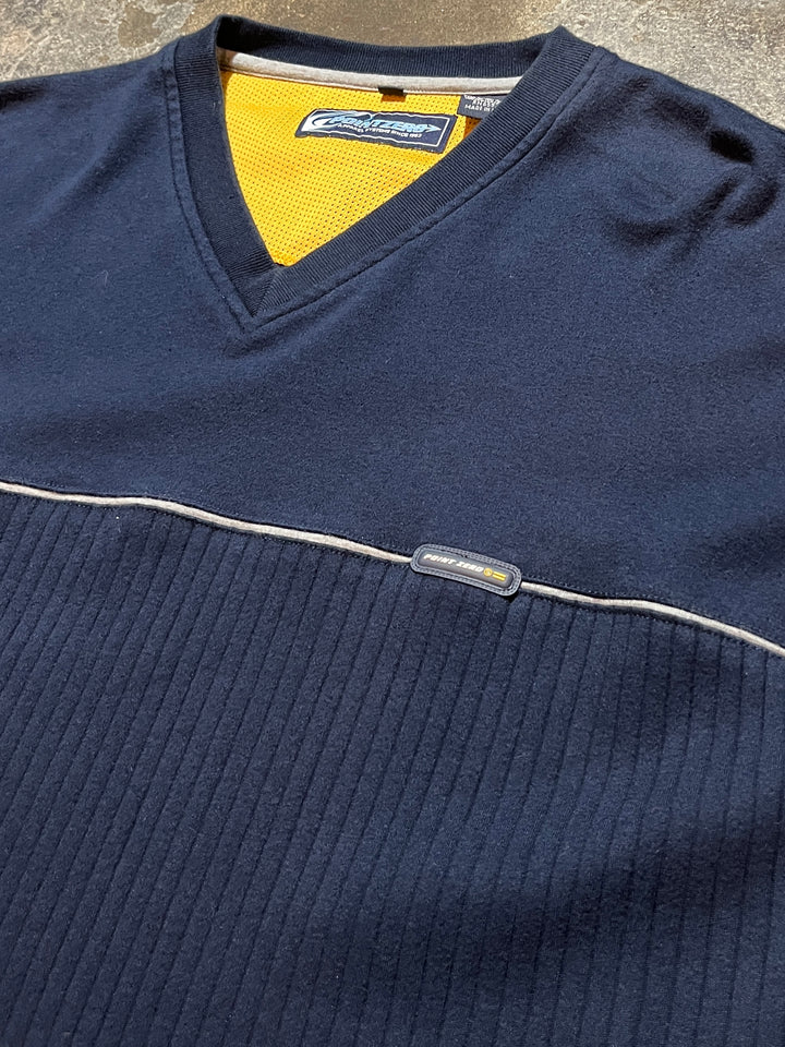 1990-00s "POINT ZERO" two tone panel V-neck T-shirt