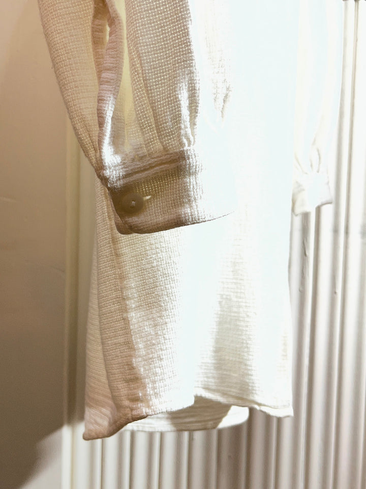 1980-90s "Eddie Bauer" pure white cotton waffle open collar shirt