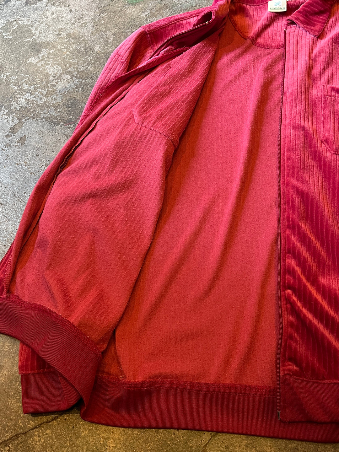 1980-90s "HABAND" magenta velour track jacket