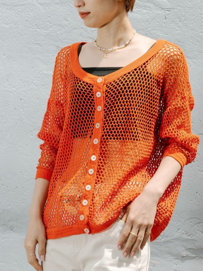 vermilion mesh cardigan