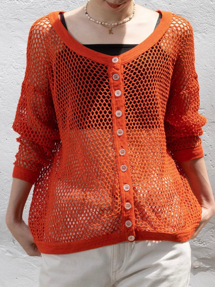 vermilion mesh cardigan