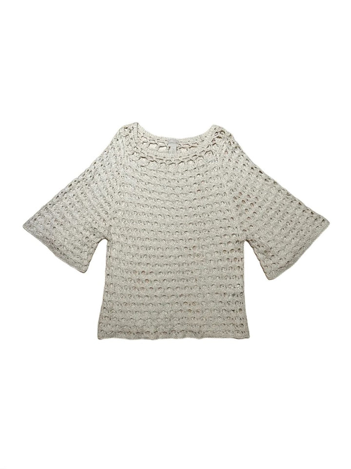 flare sleeve white crochet tops