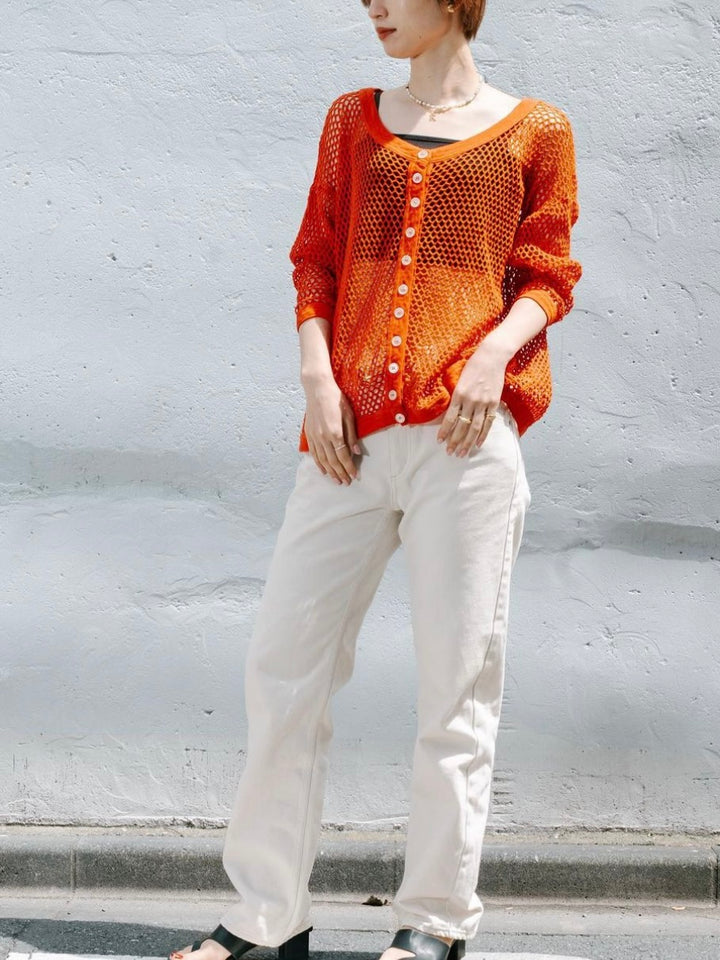 vermilion mesh cardigan