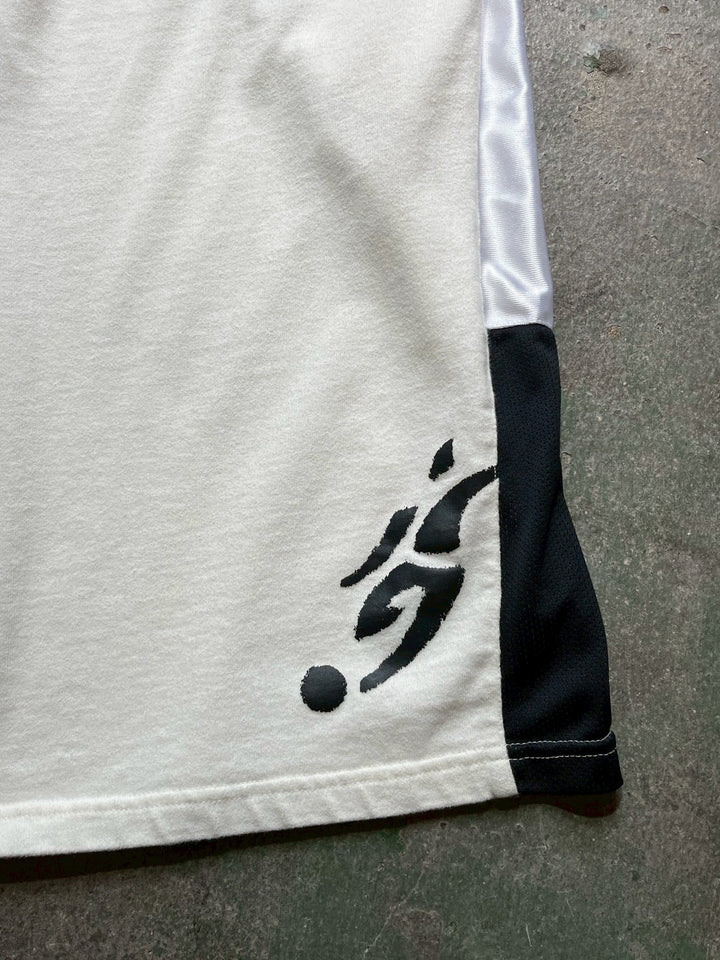 2000s "adidas" white × black training shorts