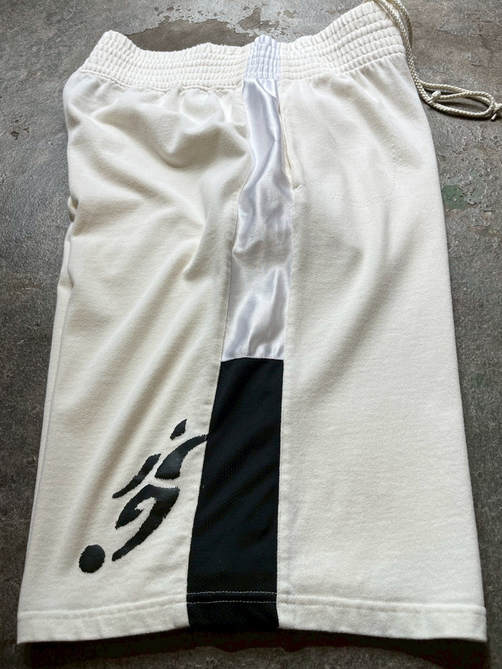 2000s "adidas" white × black training shorts