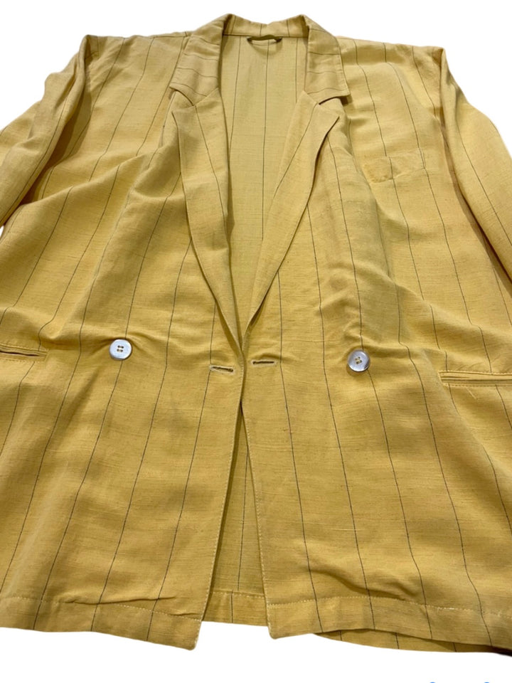 double breasted 1 button linen tailored jacket