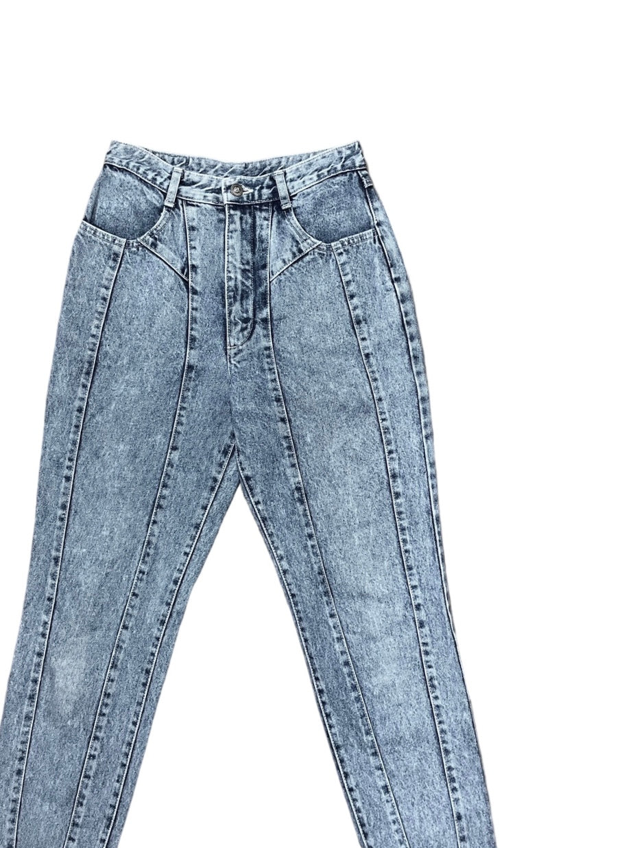 chemical wash design denim pants