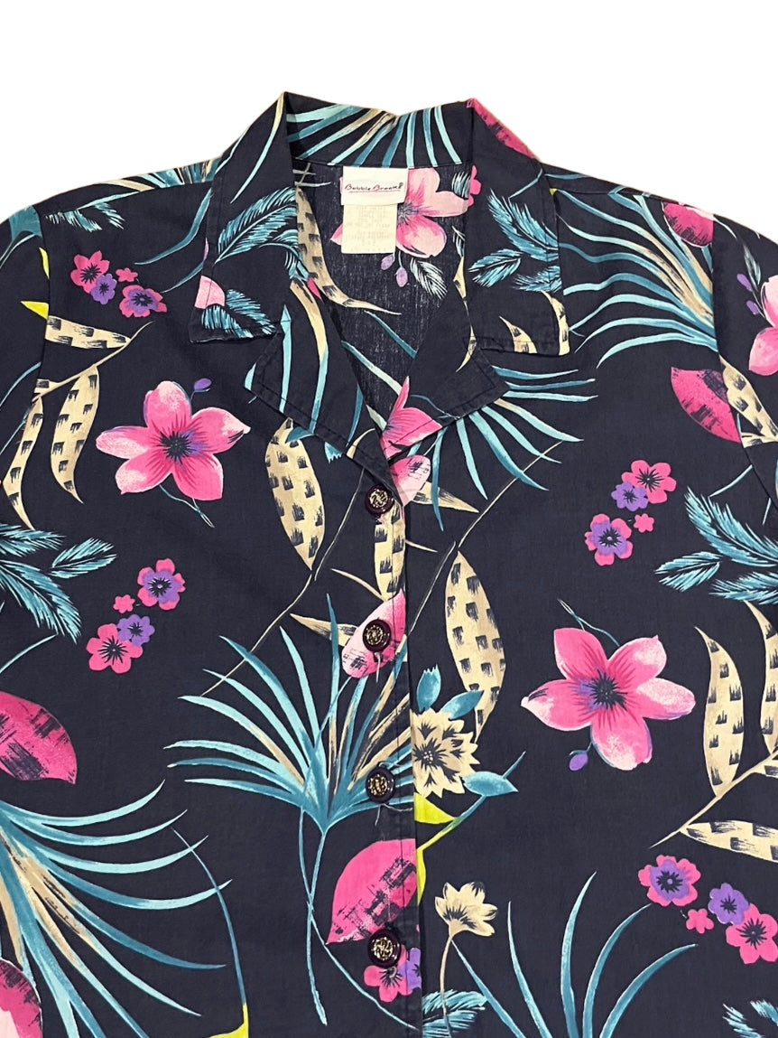 botanical pattern aloha shirt