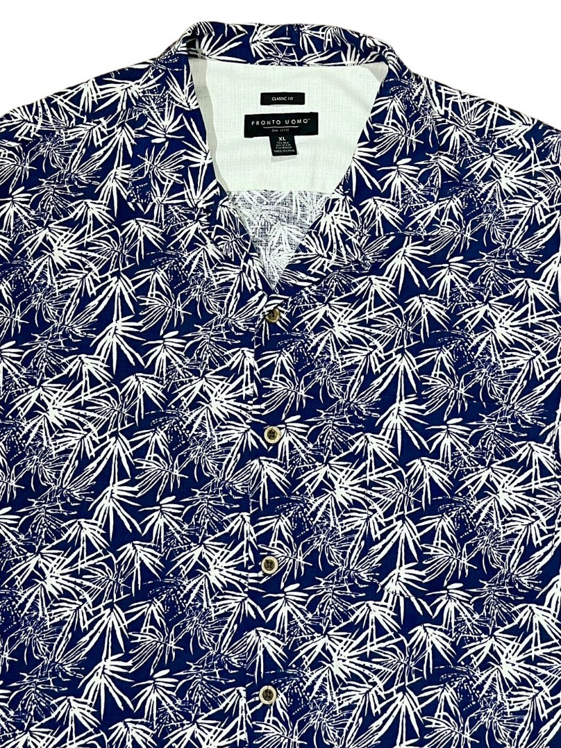 bamboo pattern open collar shirt