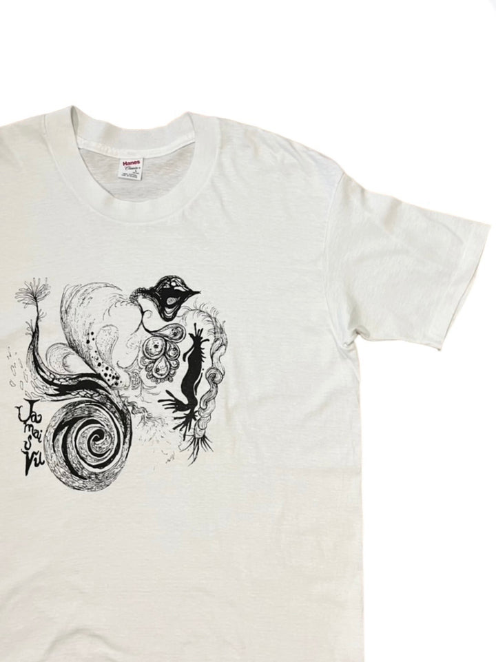 1990s USA made drawing art print T-shirt