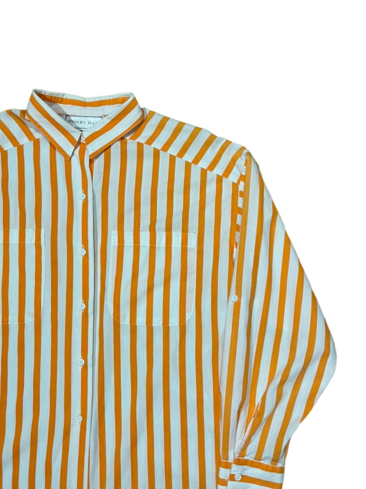 2way sleeve design orange stripe shirt