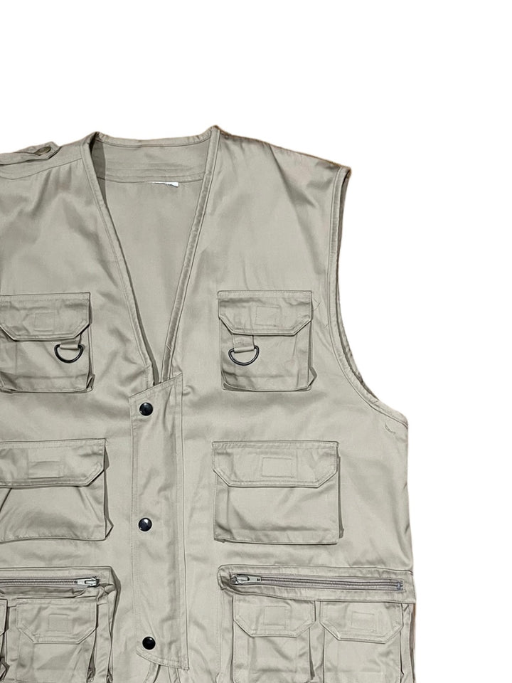 beige big silhouette fishing vest
