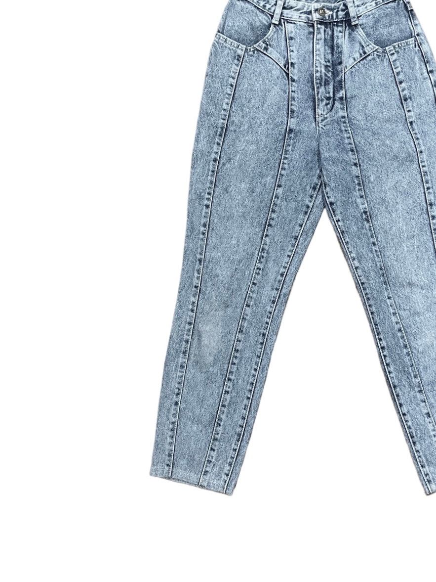 chemical wash design denim pants