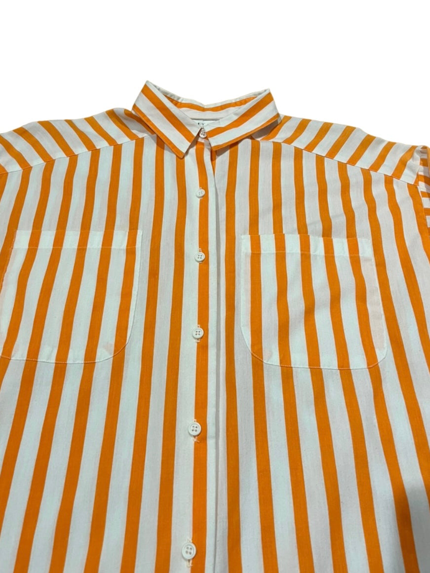 2way sleeve design orange stripe shirt