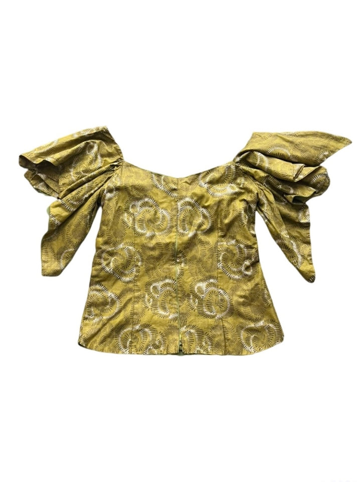 batik volume frilled sleeves deformation tops