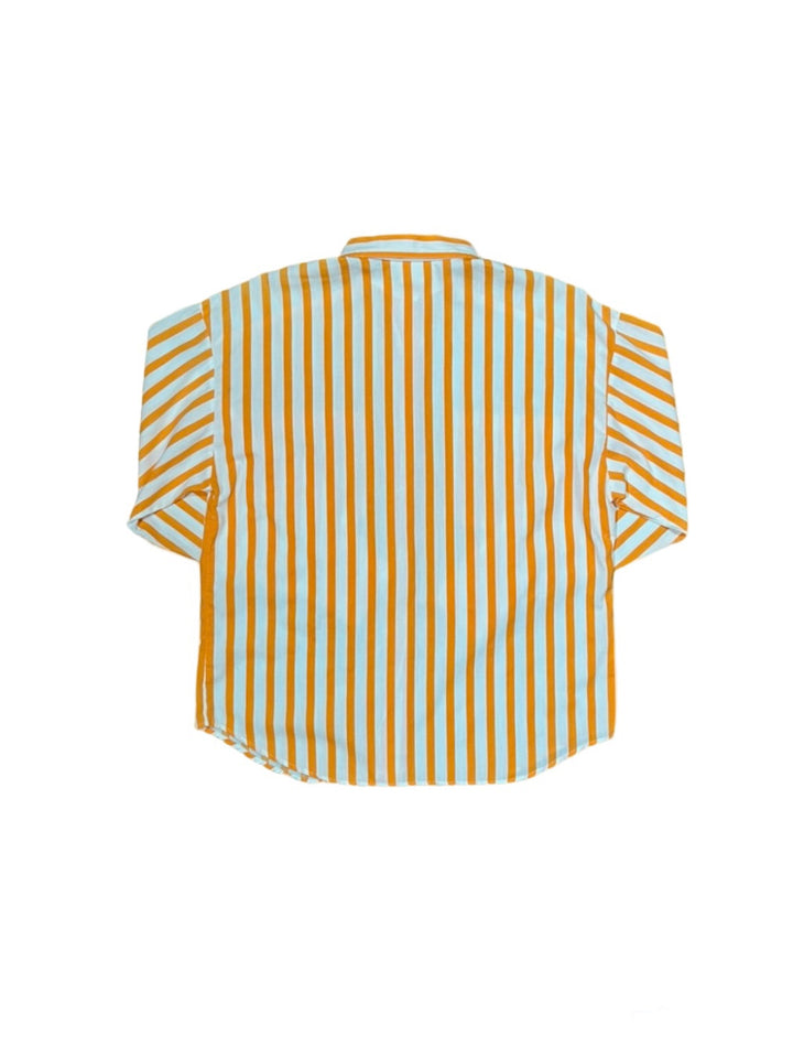 2way sleeve design orange stripe shirt