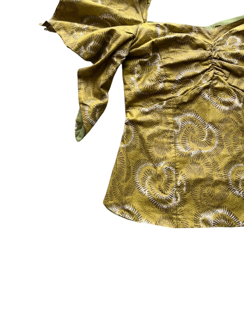 batik volume frilled sleeves deformation tops