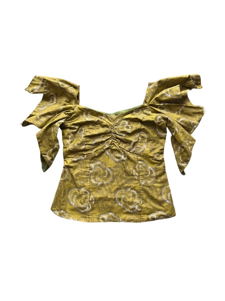 batik volume frilled sleeves deformation tops