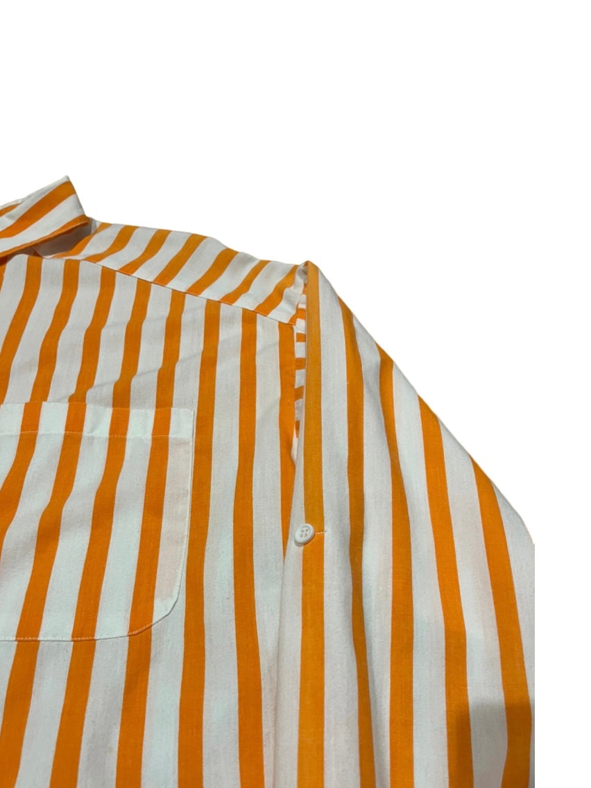 2way sleeve design orange stripe shirt