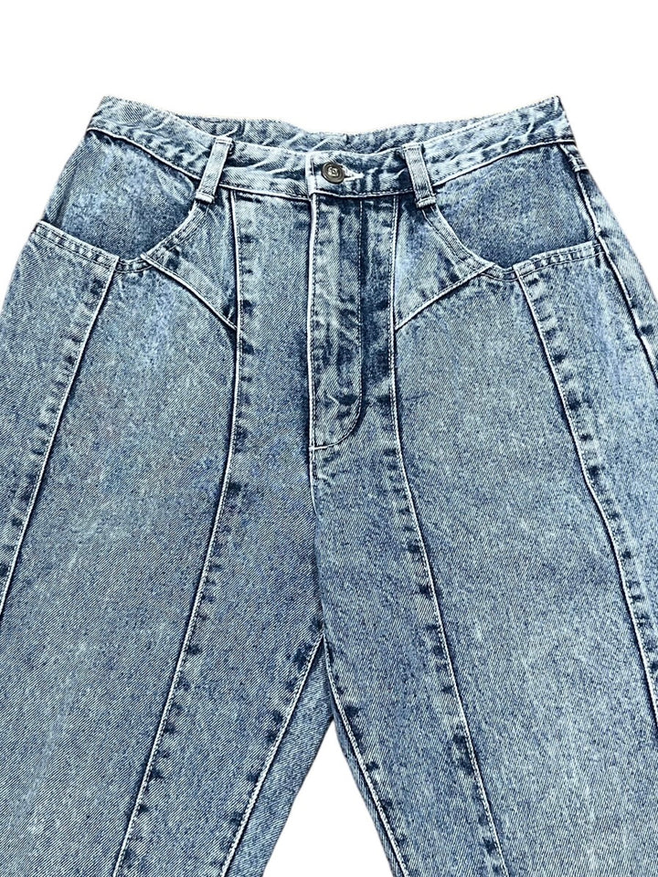 chemical wash design denim pants