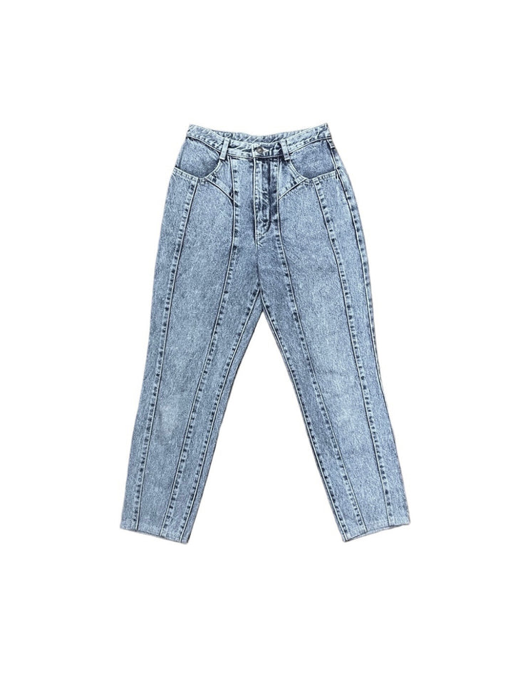 chemical wash design denim pants