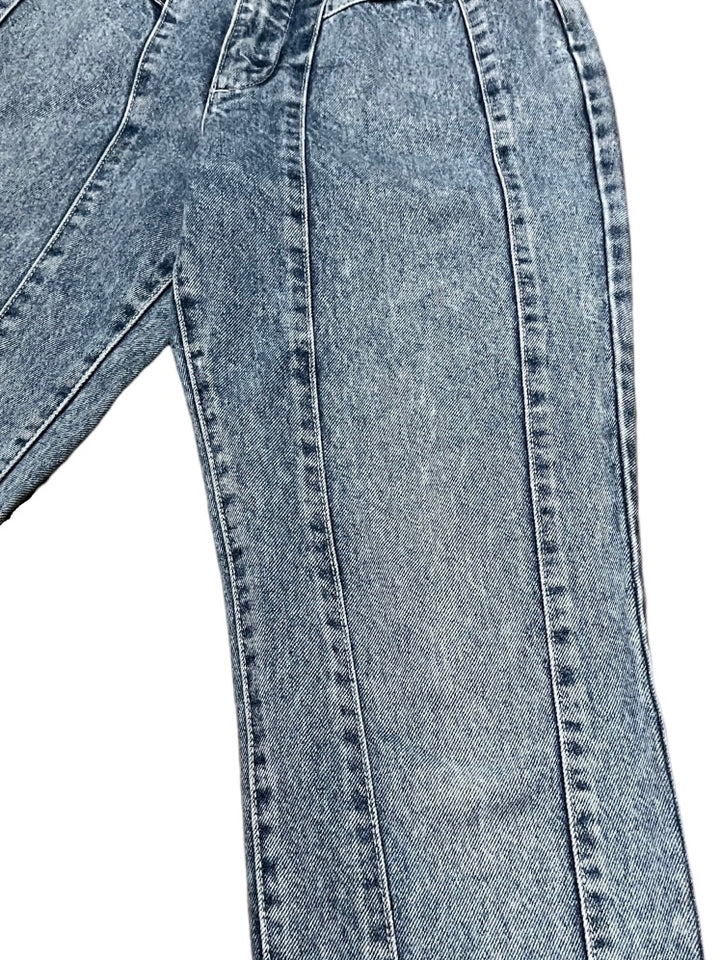 chemical wash design denim pants