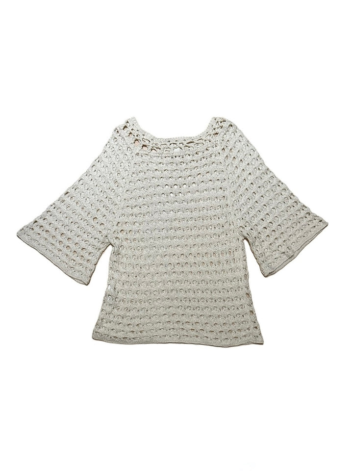 flare sleeve white crochet tops