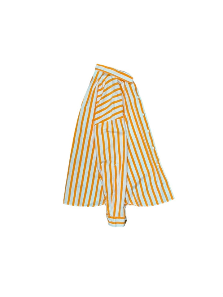 2way sleeve design orange stripe shirt