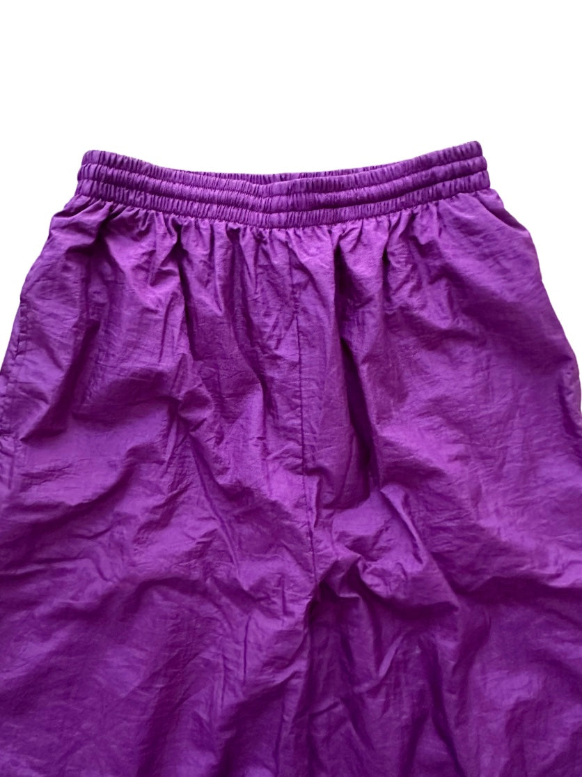 purple nylon pants