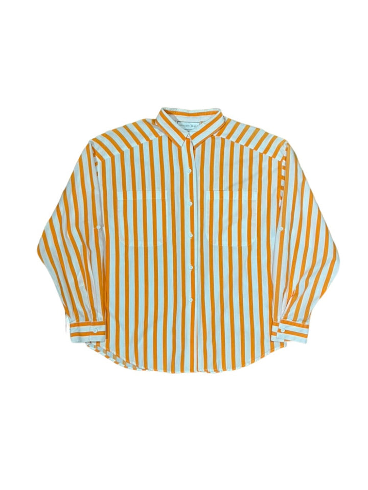 2way sleeve design orange stripe shirt