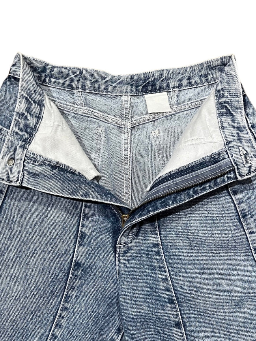 chemical wash design denim pants