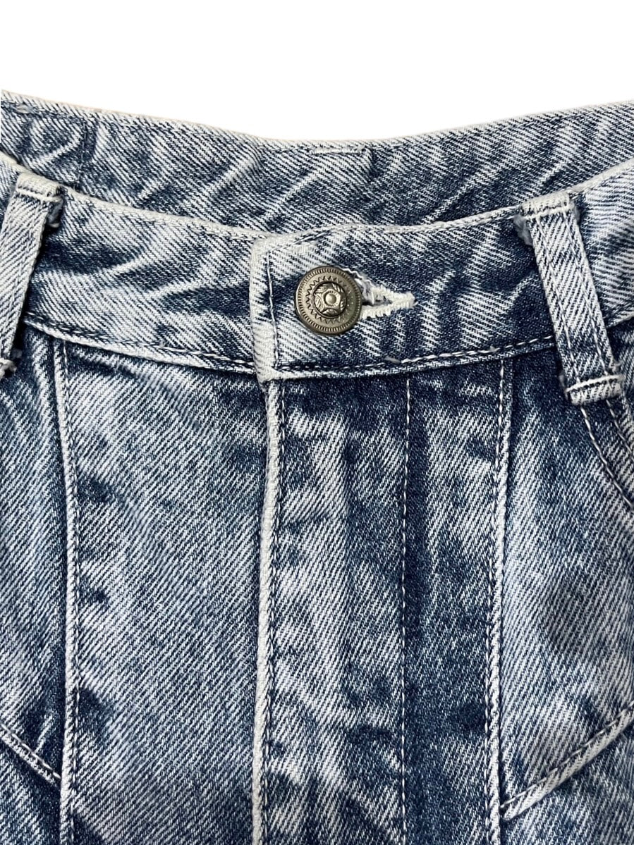 chemical wash design denim pants